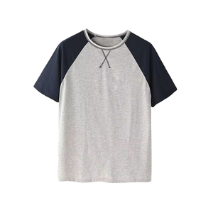 High Quality Solid Color Men's Summer Casual Short Sleeve Breathable Lightweight Polyester/Cotton Sportswear Shorts <b>Set</b> - Product Image 2