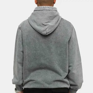 Heavyweight 420 Gsm Acid Wash Hoodie Custom Logo Front <b>Men</b> Distressed Dark Grey Polyester/Cotton Quick Dry Winter OEM 2026 - Product Image 2