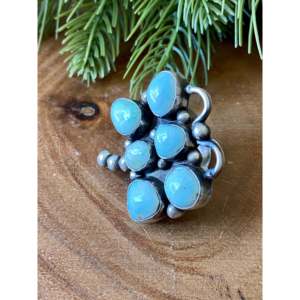 Kathleen Chavez Dry Creek Turquoise & Sterling Silver <b>Adjustable</b> Dragonfly <b>Ring</b> Bezel Setting Size 8 for Gift - Product Image 4