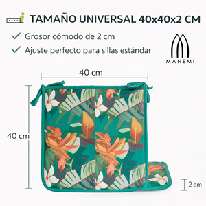 Cojín para Silla Repelente al Agua de 40x40x2 cm para Uso en Interiores y Exteriores, Fácil de Limpiar con Correas de Sujeción - Product Image 5