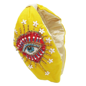 Fashion Statement Hairbands with Seed Beads and Thread Work Embroidery Crystal Rhinestone <b>Top</b> Beaded Hairband - Product Image 1