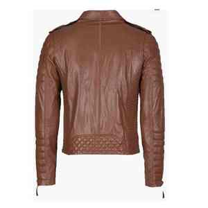 Vestes en cuir véritable pour hommes Vestes Slim Fit Style moto pour hommes avec fermetures à glissière durables Prix de gros Veste à logo pour hommes - Product Image 4