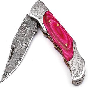 Outils manuels Couteau pliant d'extérieur Couteau pliant de camping avec traversins en argent et manche en bois de couleur - Product Image 2