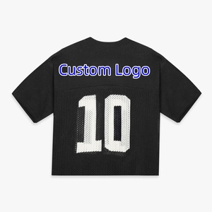 Logo personnalisé col en V T-shirt de sport Boxy T-shirts surdimensionnés Tops courts Vêtements unisexes Polyester Mesh Tops Hommes Dry-fit T Shirt personnalisé - Product Image 4