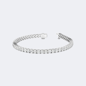 Brazalete de Tenis Premium con Corte Redondo de 7 Quilates, Brillante, con Piedras de Circonita Cúbica Engastadas en Puntas, Plata Pulida, Elegante Brazalete de Eslabones para Novia - Product Image 2
