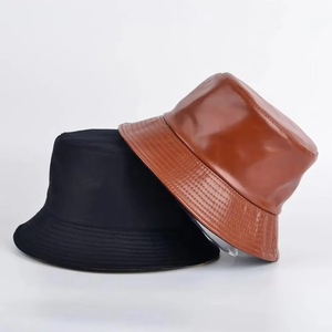 Sombreros de cubo de algodón de color personalizado al por mayor Todas las estaciones Ropa de deportes al aire libre PU Cuero Casual Patrón de hojas Venta en línea para fiestas - Product Image 6