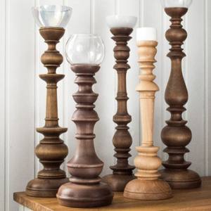 Portavelas decorativo de madera con acabado rústico Lrage Ol Age moderno con frascos de vidrio en la parte superior para velas de alta calidad - Product Image 6