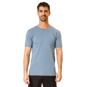 Camisetas Clásicas Cómodas de Color Azul Liso, 100% Algodón, Cuello Redondo, Casuales, de Verano, Corte Regular, Básicas, de Manga Corta para Hombre - Product Image 1