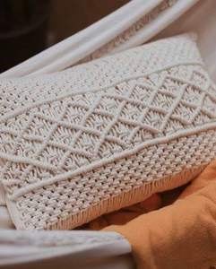 ปลอกหมอนอิงผ้าคอตตอนมาคราเม่ธรรมชาติปลอกหมอนอิงโครเชต์สำหรับตกแต่งบ้านหรือโรงแรม - Product Image 1