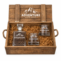 Decantador de Whisky de Vidrio Transparente Cuadrado con Logotipo Personalizado, Juego de Decantador de Licor con 2 Vasos de Whisky para Bodas, Precio al por Mayor