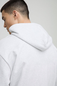 Sweat à capuche gris clair en molleton épais Sweat-shirt unisexe oversize Fit Premium 400 GSM en coton avec logo brodé OEM - Product Image 3