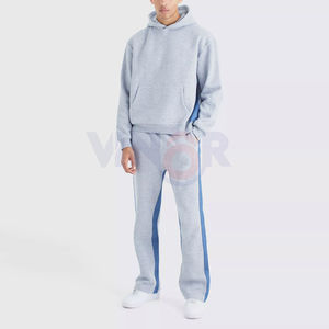 Ensemble de survêtement en molleton à capuche imprimé personnalisé, délavé à l'acide, 2 pièces, pantalon de survêtement évasé vintage délavé au soleil, pull pour homme - Product Image 1