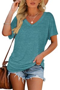 Camiseta de mujer Lisa supersuave manga corta talla grande ropa de yoga señoras logotipo personalizado venta al por mayor - Product Image 5