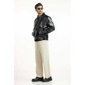 Chaqueta Casual de Piel de Oveja Genuina con Cuello Alto y Cierre de Cremallera, Corte Regular, Temporada Otoño, MN-JKT-WS25-027, Talla XS - Product Image 4