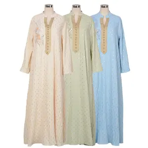 2099 Kuwii approvisionnement d'usine 3 couleurs 2024 moyen-orient chaud or perlé Abaya Robe turque femmes musulmanes Abaya dubaï vêtements islamiques