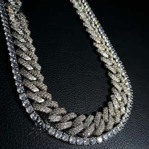 Collier chaîne tennis cubaine plaqué or Hip Hop en Moissanite VVS, style Bling Iced pour homme, certifié IGI, pour soirée, chaînes fines - Product Image 5
