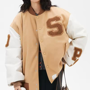 100% laine manches baseball letterman chenille broderie patchs logo personnalisé varsity veste femmes de haute qualité - Product Image 2