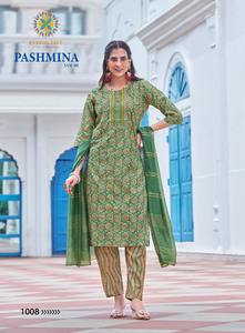 Nouvel Arrivage Belle Tenue Style Moderne Chanderi Kurti Pantalon & Dupatta Avec Feuille D'impression Et De Fantaisie Broderie Travail Femme Mode - Product Image 5