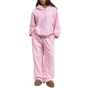 Logo personnalisé OEM Costume de jogging décontracté, sweat à capuche vierge et survêtement de détente pour femmes ensemble 2 deux pièces pour femmes pantalon de survêtement - Product Image 1