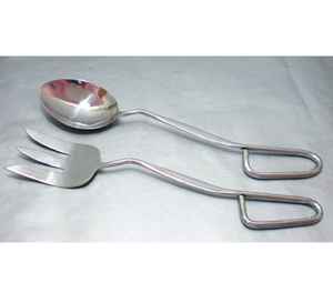 Ensemble de 2 couverts à salade en acier inoxydable et résine écologique, outils à salade de haute qualité à prix abordable pour la cuisine à domicile - Product Image 5