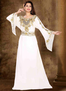 Caftans islamiques en georgette blanche brodée - Product Image 3