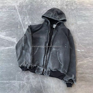 Sweat à capuche pour homme personnalisé de haute qualité, surdimensionné et lourd, sweat à capuche zippé vintage pour homme délavé à l'acide délavé au soleil - Product Image 2