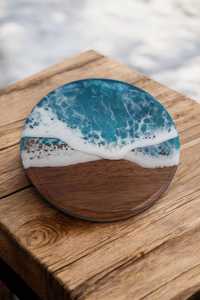 Sous-verres de luxe faits à la main en résine et en bois avec finition en pierre, parfaits pour l'affichage au détail, les acheteurs en gros et l'exportation Premium - Product Image 3