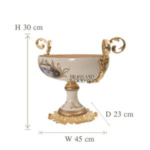 Conjunto decorativo de latón dorado y porcelana de lujo con arte floral hecho a mano Estilo Vintage clásico Decoración elegante para el hogar - Product Image 4