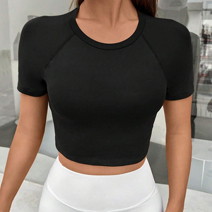 Top Deportivo Corto de Secado Rápido, Sexy, con Espalda Descubierta, Camiseta Deportiva Lisa para Mujer, Nueva Moda, Camiseta Deportiva de Manga Corta - Product Image 1