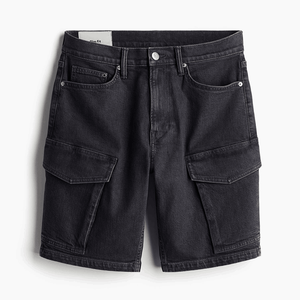 Shorts en jean délavés à l'acide, à double ourlet, de haute qualité, style baggy, broderie personnalisée, mode masculine - Product Image 5