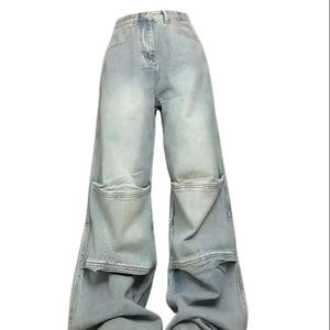 Jeans de Mezclilla para Mujer, Cintura Media, Estilo Vintage, Casual, Oscuros, Transpirables, Lavado Claro, Corte Holgado, Estilo Urbano Y2K, Alta Calidad - Product Image 1