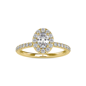 Bague de mariage en diamant naturel taille ovale simple et classique en gros Halo bague de fiançailles en diamant personnalisé pavé bague en or massif - Product Image 5