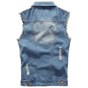 Prix de gros Nouveau design Mode Gilet sans manches unisexe Homme Femme Gilet en jean style cowboy Gilet en jean à capuche pour femme - Product Image 3