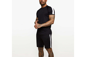 Vente en Gros 2025 100% Coton Slim Fit Manches Courtes Col Ras Du Cou Twinset T-shirts et Shorts Ensemble Pour Hommes - Product Image 3