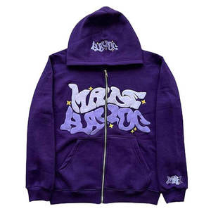 Ropa de calle informal de peso pesado para hombre, Jersey lavado con ácido, Sudadera con capucha, talla ajustada, logotipo personalizado, diamantes de imitación bordados - Product Image 4