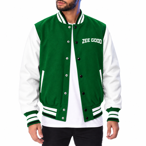 High Quality <b>Winter</b> Men's Varsity Jacket-Baseball Style Wool/Cotton Stand Breathable Quick Dry Customized - Product Image 1