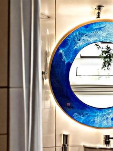 Miroir mural fait à la main en résine d'inspiration bohème avec incrustation d'os en bois naturel détaillant le noyau en MDF pour les mariages Diwali utilisation décorative - Product Image 6