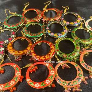 Pendientes Tradicionales Meenakari Jhumki Bali para Mujer, Chapados en Oro, Joyería de Boda con Perla y Diamante, Recuerdos de Regalo - Product Image 3