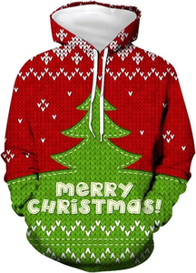 Sudadera de algodón 100% personalizada con capucha 3D tejida con estampado de dibujos animados de Navidad para hombres, mujeres y niños - Product Image 2