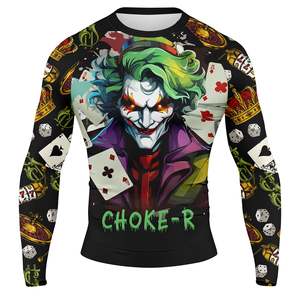 Custom Breathable <b>Long</b> MMA Private Label Compression Rash Guard Shirt UPF50 Protection Polyester/Nylon Silk Screen Printed 240g - Product Image 1