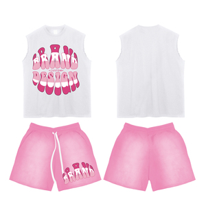 Nouveau personnalisé décontracté imprimé 100% coton antistatique T-Shirts automne survêtement hommes débardeur et ensemble short - Product Image 4