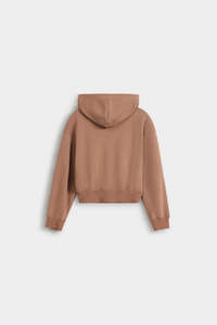 เสื้อฮู้ดดี้ครอปสีน้ำตาลทรงหลวม แขนยาว มีกระเป๋าจิงโจ้ ดีไซน์ล่าสุด รับทำโลโก้ตามสั่ง สำหรับผู้หญิง - Product Image 2