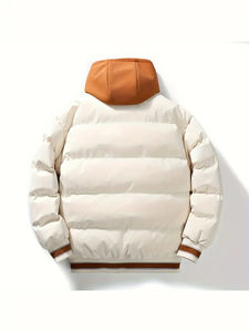 เสื้อแจ็คเก็ตผู้ชายผ้าแคนวาสคุณภาพสูง โพลีเอสเตอร์/คอตตอน แบบควิลท์ ผู้ผลิต OEM รับทำโลโก้ตามสั่ง แบบวาร์ซิตี้ สำหรับฤดูหนาว ตัวอักษรปักด้านหน้า - Product Image 4