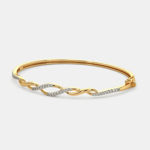 Interwoven <b>Infinity</b> Link Gold Bangle with Round Lab Grown Diamonds - Product Image 4