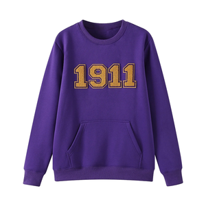 Sudadera informal de cuello redondo de invierno de lana púrpura bordado 3D fraternidades transpirable suave Chenille forro frontal - Product Image 3