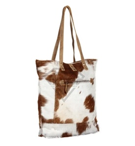Sac à main fourre-tout de luxe en cuir véritable avec fermeture à glissière résistante à l'eau Logo personnalisable Sacs en cuir de poil de vache incontournables - Product Image 6