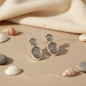 Boucles d'oreilles pendantes en argent 925 pour femmes avec pendentif en or blanc plaqué or 18 carats, bijoux avec pierre de diamant et de perle pour cadeaux - Product Image 1