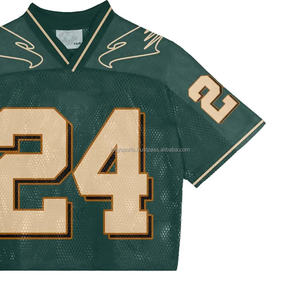 เสื้อกีฬาผ้าตาข่ายปะติดด้วยดีไซน์แฟชั่นเสื้อยืดผ้าฝ้าย100% ทรงหลวมและพิมพ์ลาย - Product Image 3