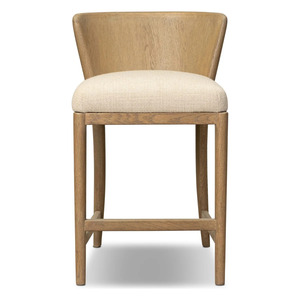 Chaise de bar en bois massif, tabouret de comptoir rembourré, dossier en bois, sans accoudoirs, sièges de salle à manger pour restaurant, hôtel - Product Image 1