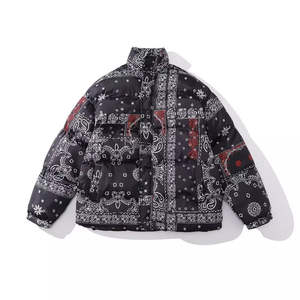 OEM Manteau d'hiver en duvet avec motif personnalisé Veste à capuche pour homme en duvet Manteaux épais à bulles avec sangle imprimée Veste pour homme - Product Image 6